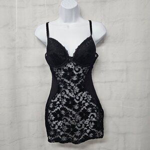 La Senza Tank Y2K Babydoll Black Lace Bodycon Goth Grunge Whimsigoth L